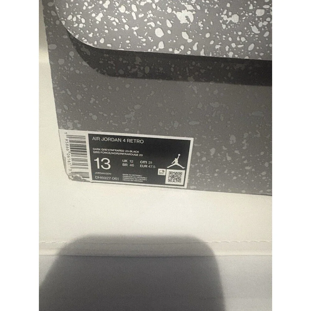 Air Jordan 4 Retro Infrared Mens 13 Dark Grey Black Cement Grey DH6927 061